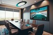 © Nutcha - Futuristic Conference Room: A modern conference room equipped with the latest technology for business presentations and video conferencing. Generative AI