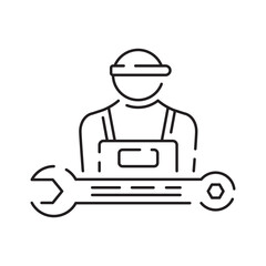 Wall Mural - Car service thin line icon, Auto Repair Shop automotive symbol repair garage and Service Graphic Symbol and sign vector illustration