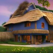 A house with a thatched roof and a modern design 1_SwinIRGenerative AI