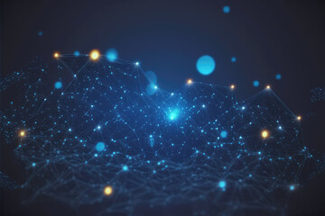 Poster - blue technology abstract background of connection network. peculiar ai generative image.