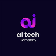 Leinwandbilder - letter ai lowercase identity logo design with multicolor shape icon design element, minimalist style for business technology and company identity