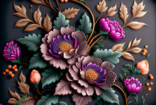 Collection Of Red And Purple Flower Wallpaper. Carving 3d Flowers For A Wall Poster