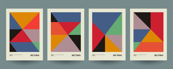 Poster - retro graphic design covers. cool vintage jigsaw patterns. eps10 vector.