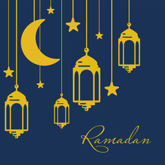 Wall Mural - Outlined vector illustration of an Arabic lantern ornament. Suitable for the design element of the Ramadan Karim greeting template. Ramadan Karim theme background template. Banner, flyer