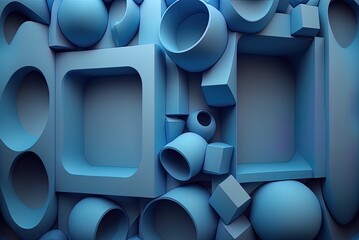 Wall Mural - blue shaped geometric modern background design. Generative AI