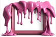 dripping glossy pink slime melted texture frame goo liquid border banner backdrop splashes. Generative AI