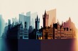 the cityscape of Ghent in layers of varying transparency, highlighting the city's famous landmarks and landmark gradient Generative AI