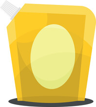 Vector Image Of A Yellow Doy-Pack Foil Bag, Isolated On Transparent Background.