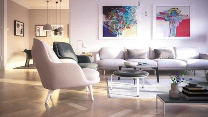 Wall Mural - Modern Furnishing & Lighting - loopable 3d visualization