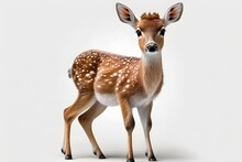 Illustration Of A Deer Animal On A White Background, In A Studio With Lighting, Created By Generative Ai Technology
