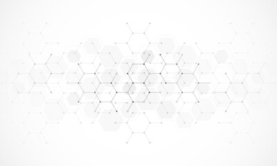 Wall Mural - Genetic engineering and molecular structure, hexagon DNA network, science chemical and biotechnology concept, innovation technology, healthcare, and medicine design.