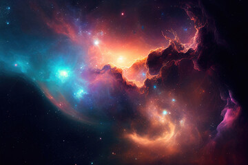 Wall Mural - space background. galaxy and nebula in night sky with bright stars. abstract cosmic background. crea