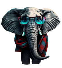 Elephant cartoon isolated on white, generative AI