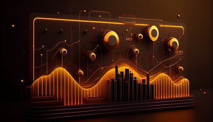 Digital technology network background. Light gold background. Generative AI, Generative, AI