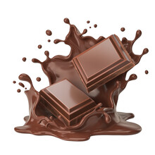 Dark Chocolate Bar Icon With Chocolate Cream Splashing, 3d Illustration.