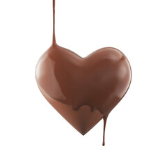 Poster - Chocolate Melted in the form of heart, Liquid dark chocolate on a white background, 3d rendering.