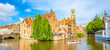 Bruges old town scenic view with water canal, Belgium