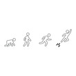 Crawl Walk Run Fly pictogram icon set. Clipart image isolated on white background