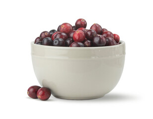 Wall Mural - Bowl of cranberries isolated on white background