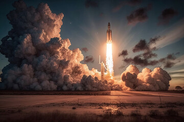 Wall Mural - space X rocket launch, generative AI