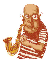 Jazz Musician, Saxophonist. Drawing Style, Png