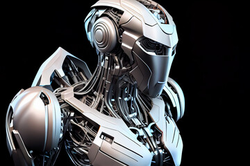 Poster - robot on black background. Generative AI