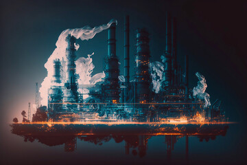 Conceptual graphic design of an energy sector and future manufacturing, Generative AI