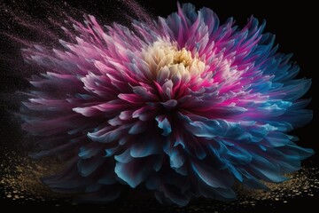 Wall Mural - Dahlia flower dropping seeds. Closeup. Generative ai.