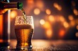most satisfied moment of pouring beer into glass, generative Ai