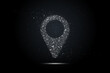 Location  technology icon from lines and points on dark background. Pin icon Gps for travel way concept. Find trip, Geo pinpoint. Location navigator.