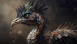 concept painting of a feathered dinosaur created with generative ai