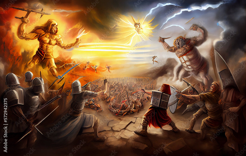 Battle of Armageddon, end times, book of revelation, religion and bible,  generative AI Stock Illustration | Adobe Stock