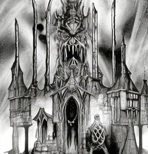 A Spooky Castle With A Fierce Face Etched Into The Gothic Architecture. Generative AI Art Sketch Illustration.