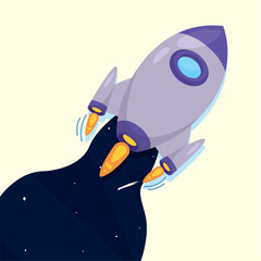 Sticker - rocket flying space outer