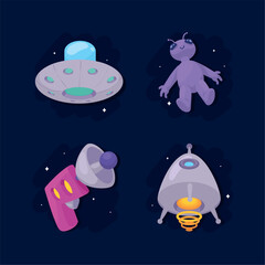 Sticker - four space outer icons