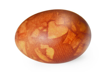 Wall Mural - Easter egg dyed with onion skins isolated on white background, marble effect.