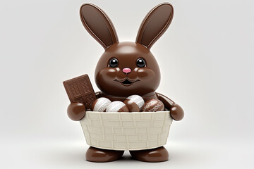 Wall Mural - Chocolate easter bunny created with Generative AI technology