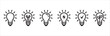© great19 - Light bulb icon set. Lamp icons. Idea light bulb symbol collection. Glow light bulb represents ideas and innovation. Outline vector stock illustration.