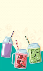 Wall Mural - three juice drinks