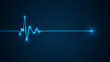 © natrot - Emergency ekg monitoring. Blue glowing neon heart pulse. Heart beat. Electrocardiogram