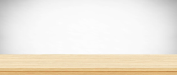 Wall Mural - Empty wood table top on gray background, Template mock up for display of product