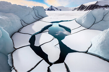 Sticker - Overlooking cracks in the ice from a drone.