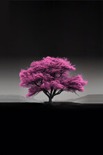 Ai Illustration Of A Tree With Pink Flowers On A Black Background