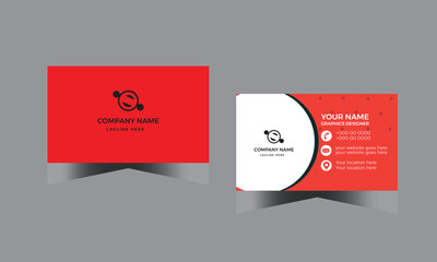 Wall Mural - Red and white business card design.