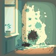 musty wall of contaminated room mold fungus created with Generative AI technology