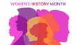 March is Women's History Month creative poster with the colorful faces of women's