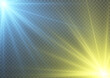 © Игорь Андреев - Glow light effect, Bright sun or star. Vector transparent sunlight. Special flash light effect. Sun or spotlight beams. Bright flash. Shine star.