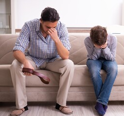 Wall Mural - Father beating and punishing his sone