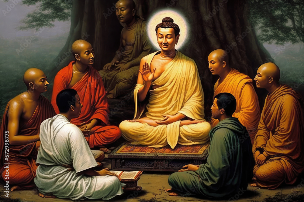 Buddha teaching his disciples Stock Illustration Adobe Stock