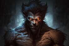 Scary Werewolf. Wolf Man Monster. Generative AI